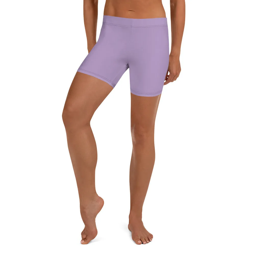 Pastel Purple Women's Shorts, Solid Color Premium Quality Short Tights-Made in USA/EU