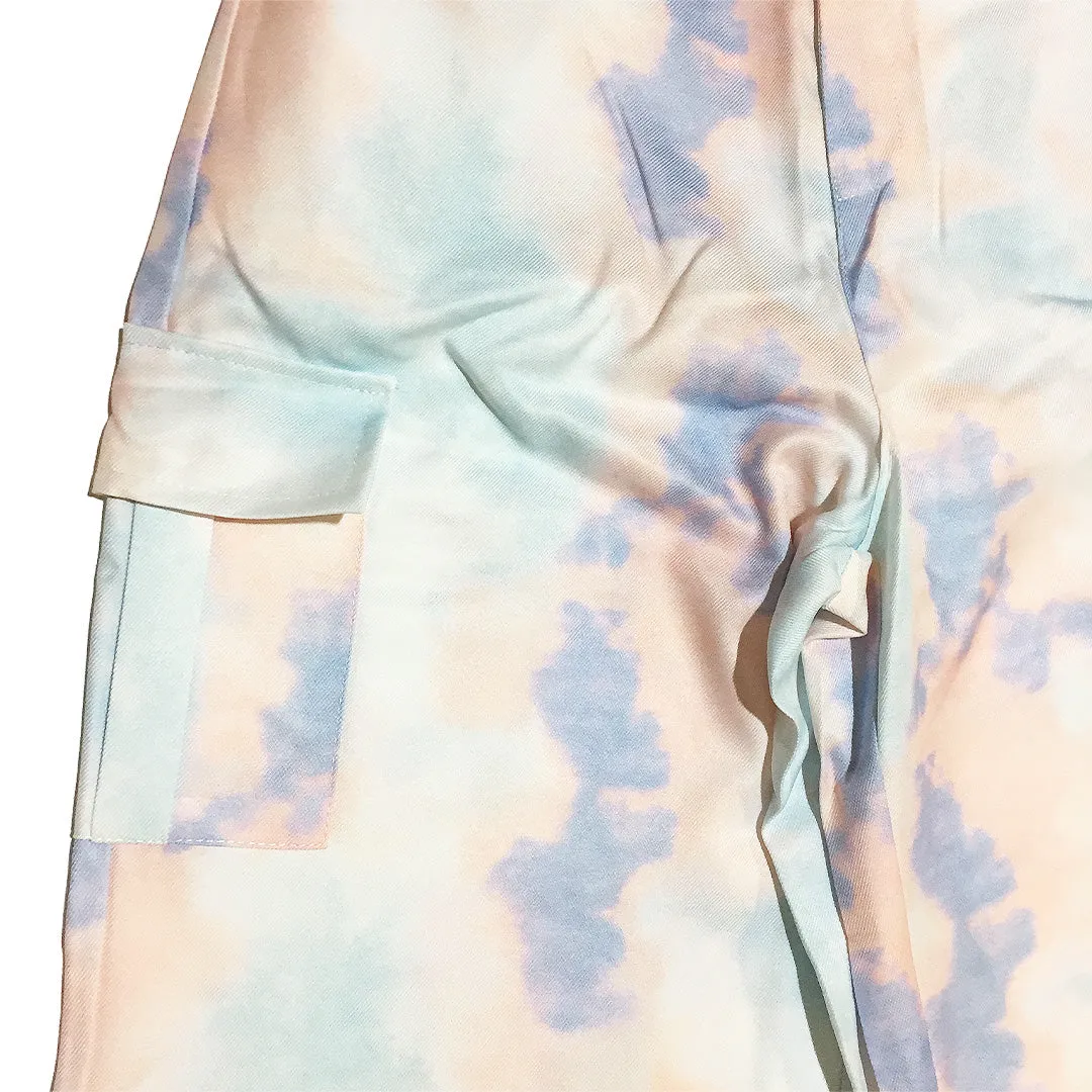 Pastel Tie Dye Print Cargo Pants