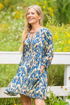 Peyton Dress / Deep Ocean Ikat Gender Fluid