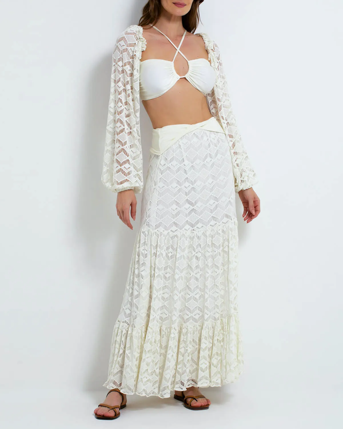 PatBo Crochet Beach Midi Skirt
