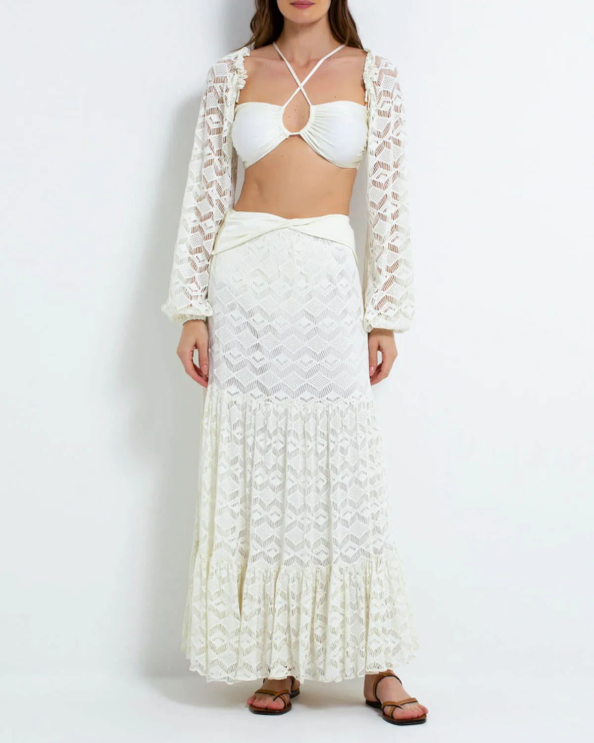 PatBo Crochet Beach Midi Skirt