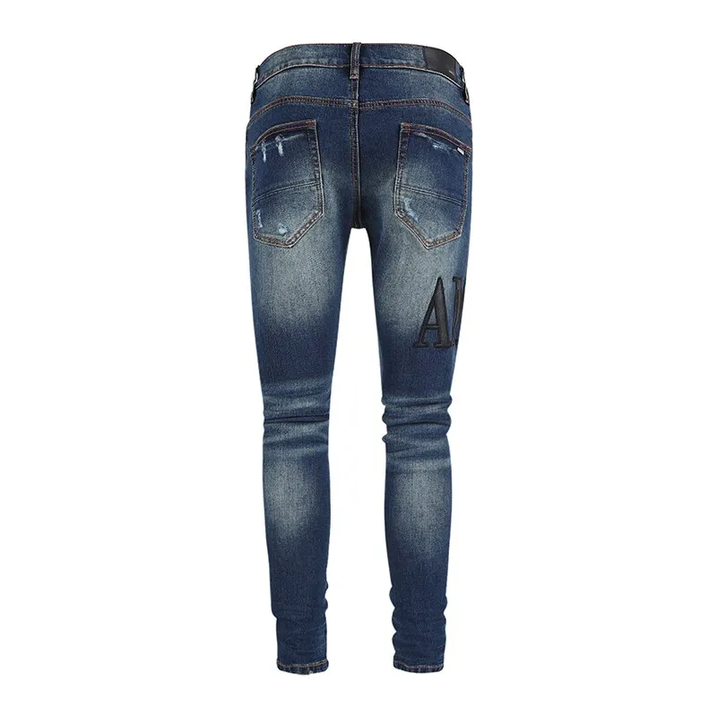 Patches Letter Denim Men Jeans