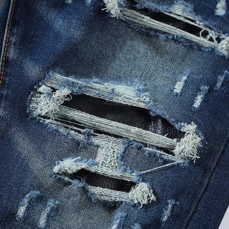 Patches Letter Denim Men Jeans
