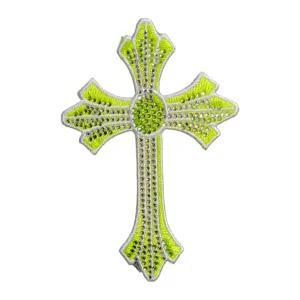 PC4236 - Yellow green Cross with Rhinestones(Sew On)