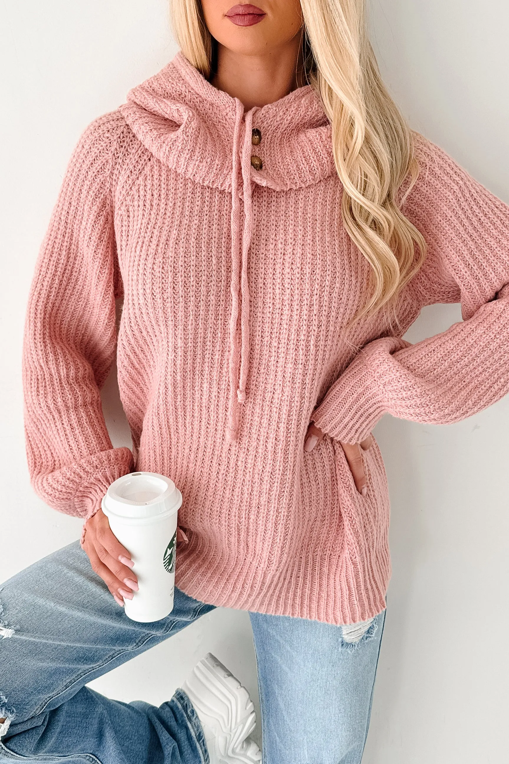 Buttery Soft Feel Peace Of Mind Oversized Hoodie Sweater (Blush)