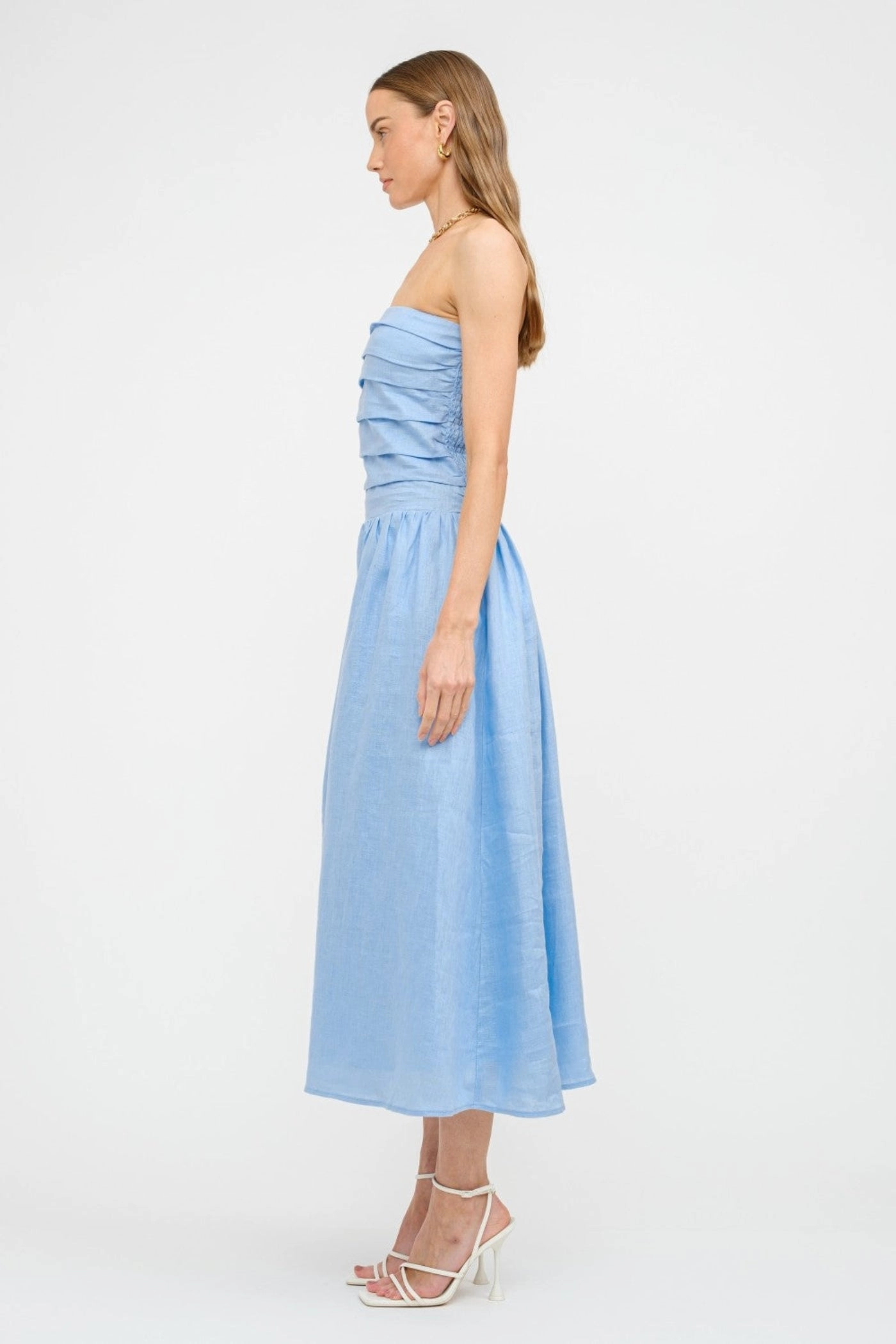 PENELOPE LINEN STRAPLESS MIDI DRESS All Inclusive Wedding guest