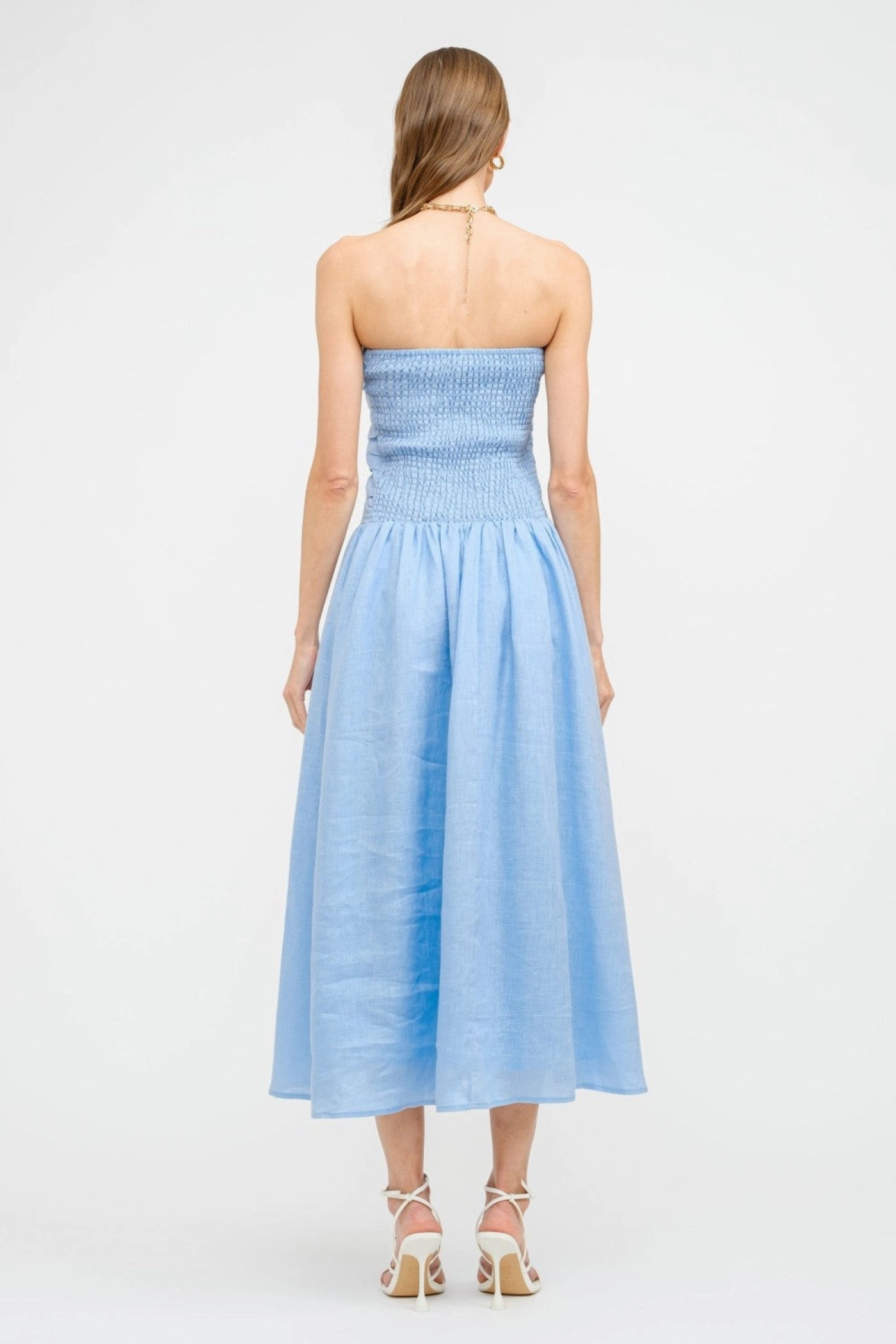 PENELOPE LINEN STRAPLESS MIDI DRESS Boho Tone Chic and Cozy Wear