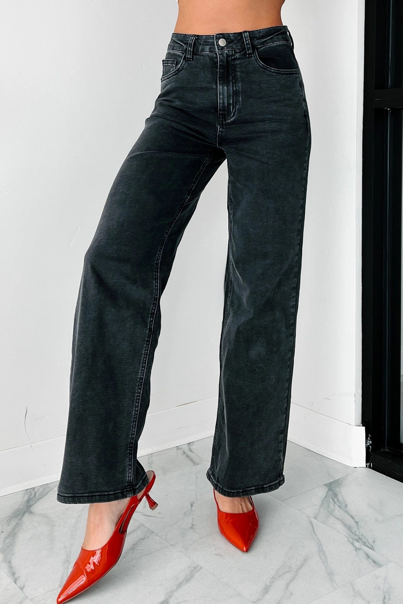 Tyelee NanaMacs Original Non-Distressed Wide Leg Jeans (Washed Black) SmoothZipper