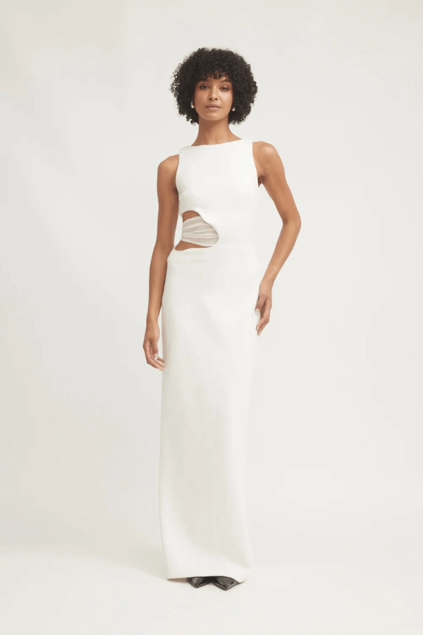 Valentina Dress Ivory Smooth Curve Perfect Style Wear