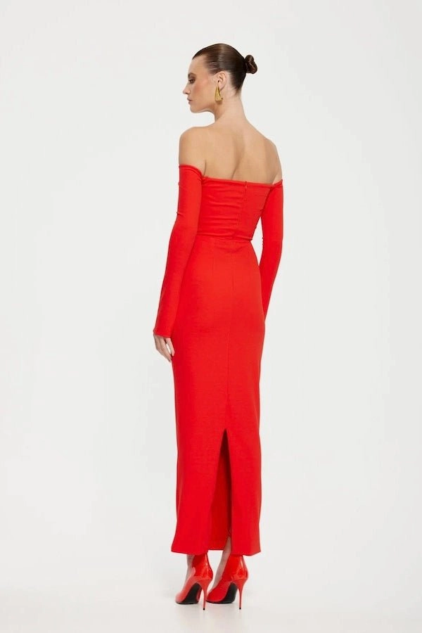 Smooth Vibes Kristie Midi Dress Cherry Red