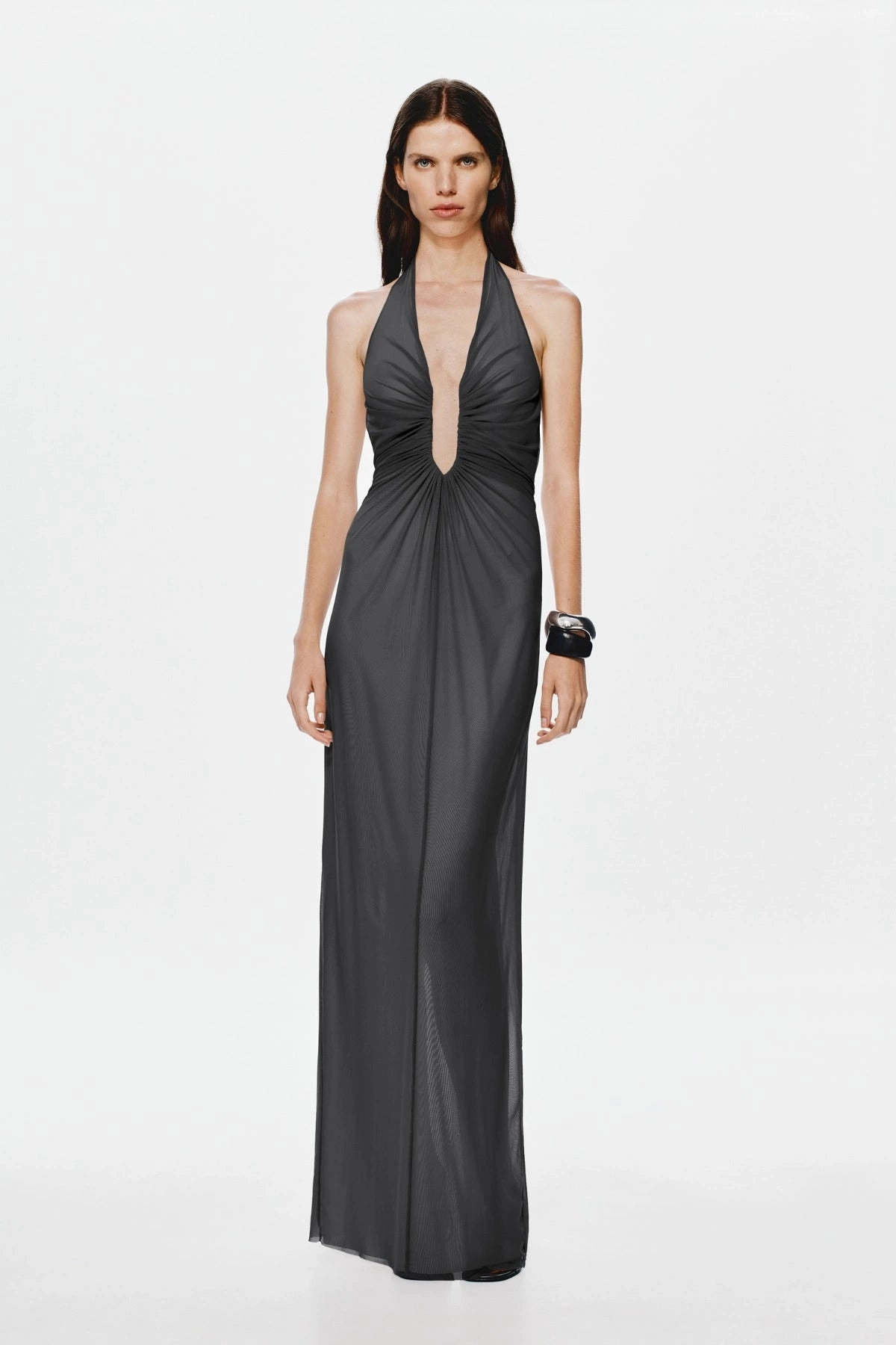 Chic Wear Silky Surface The 'Chroma' Two-Tone Dress Grey