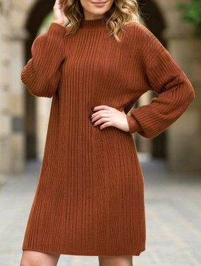 Sleek Wear Round neck long sleeve versatile dress