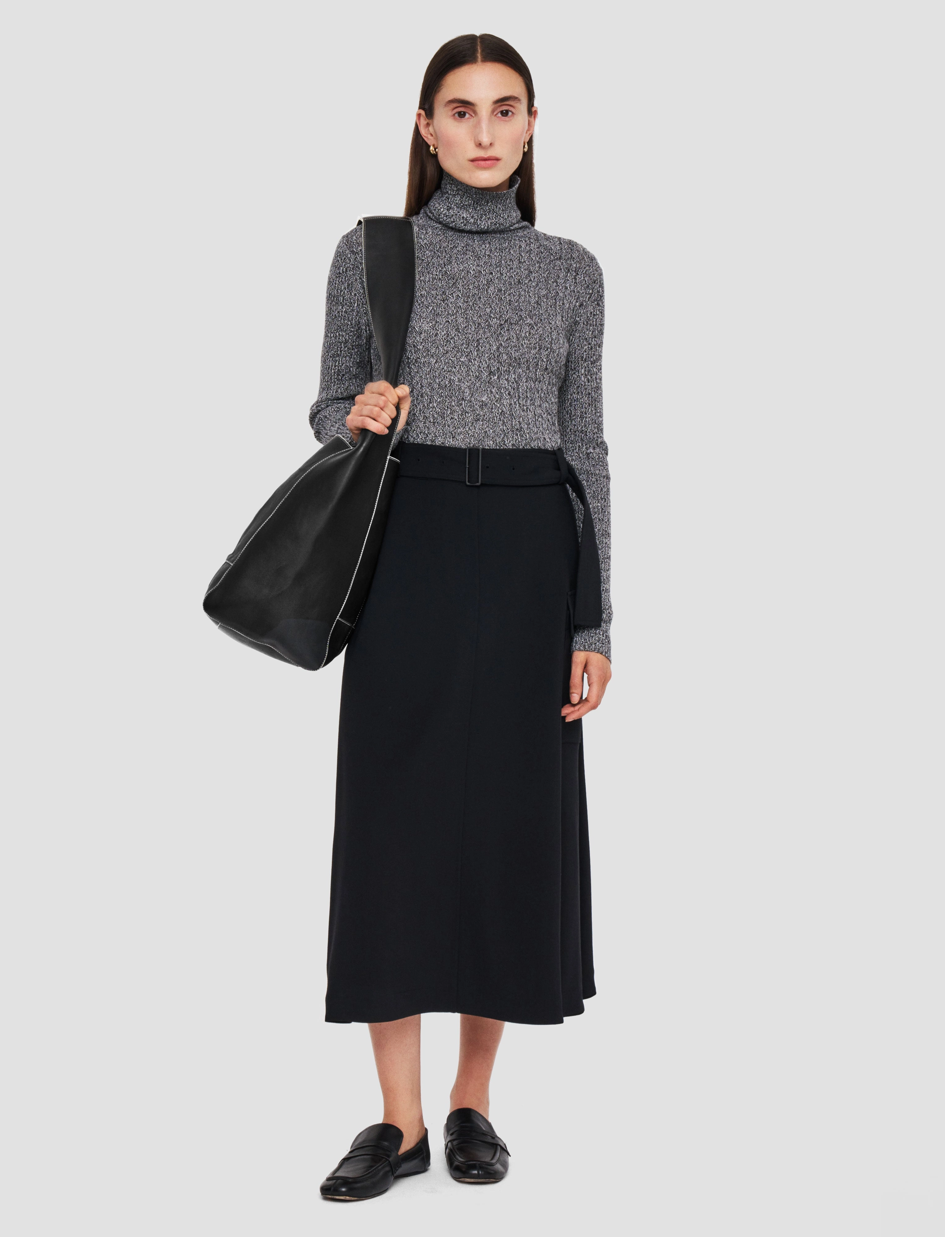 Textured Surface Pernette Fluid Twill Wool Skirt