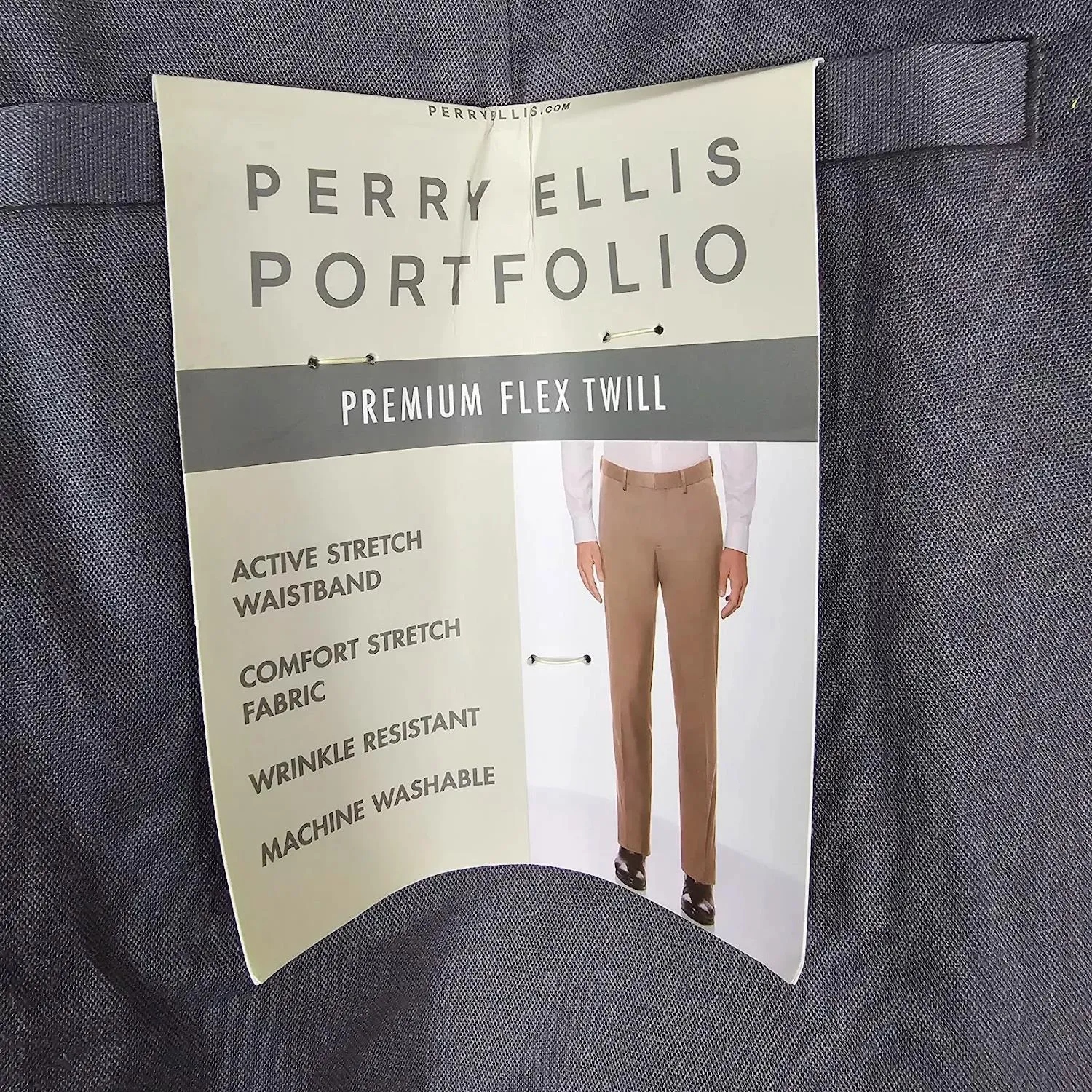 Perry Ellis Men's Portfolio Stretch Straight Leg Flex Flat Front Dress Pants Gray 40x29