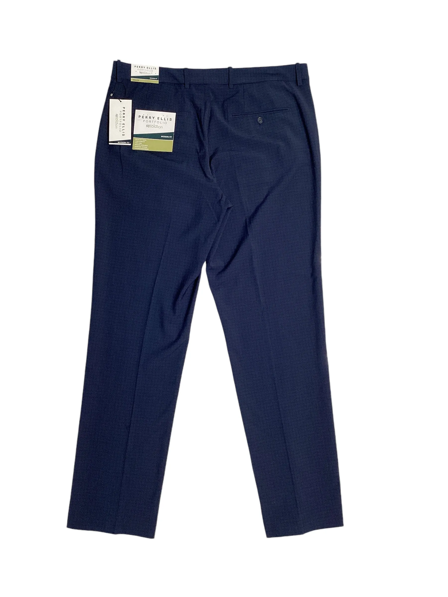 Perry Ellis Portfolio Mens Modern Fit Stretch Suit Dress Pants Navy Blue 34 x 34