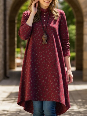 Vintage long-sleeved floral print shirt Chill Moment