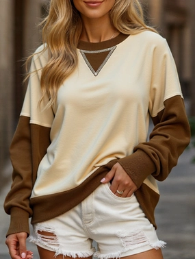 LightweightConstruction Personalized color-blocked round-neck hoodie