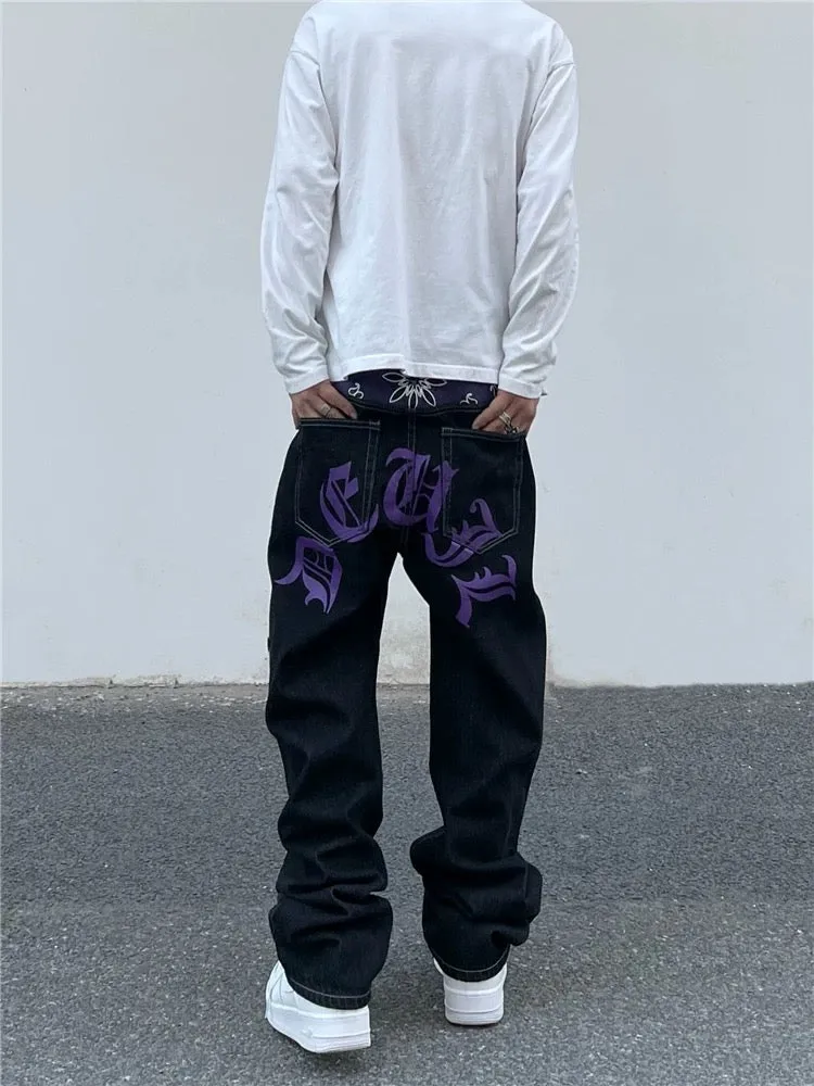 Petal Letter Baggy Jeans