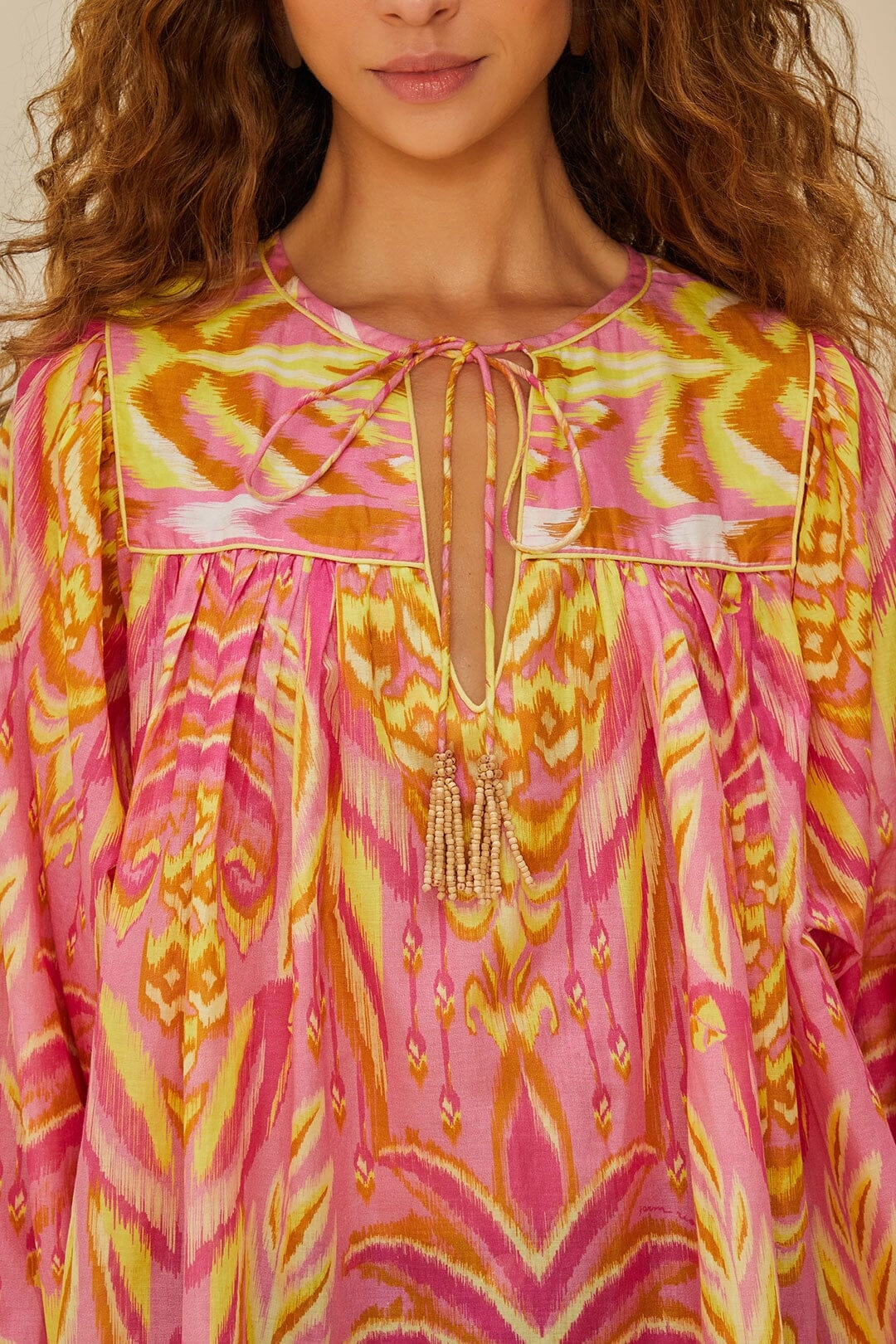 Pineapple Tapestry Blouse Pink Versatile Base Layer