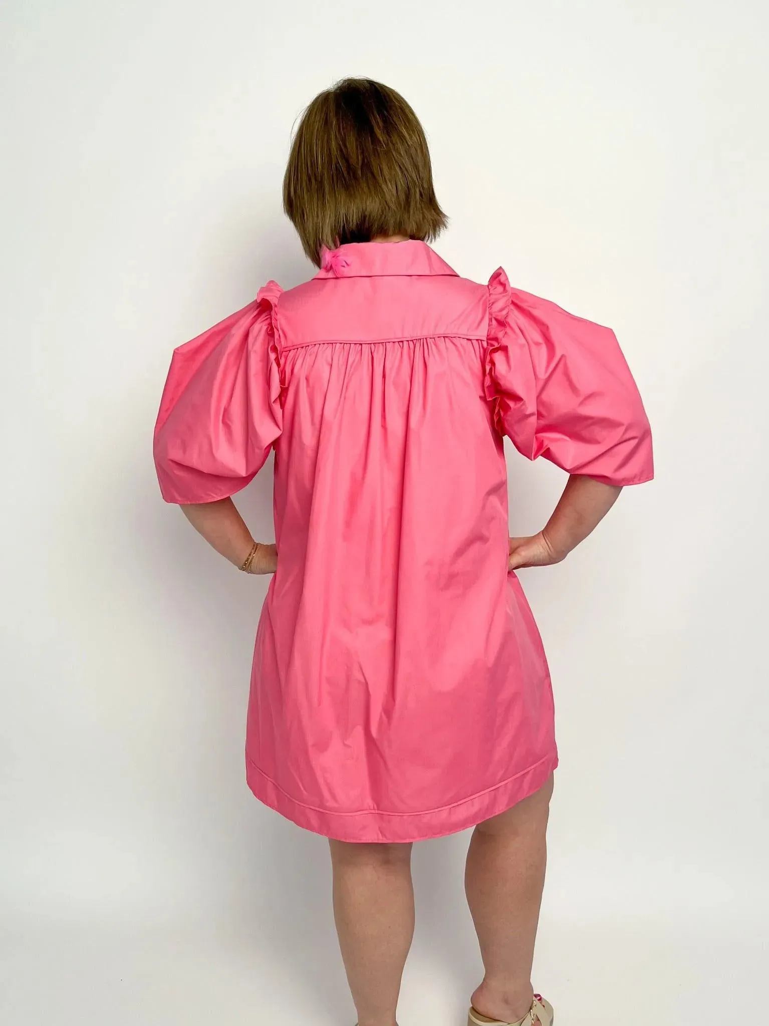 Pink Button Down Shirt Dress