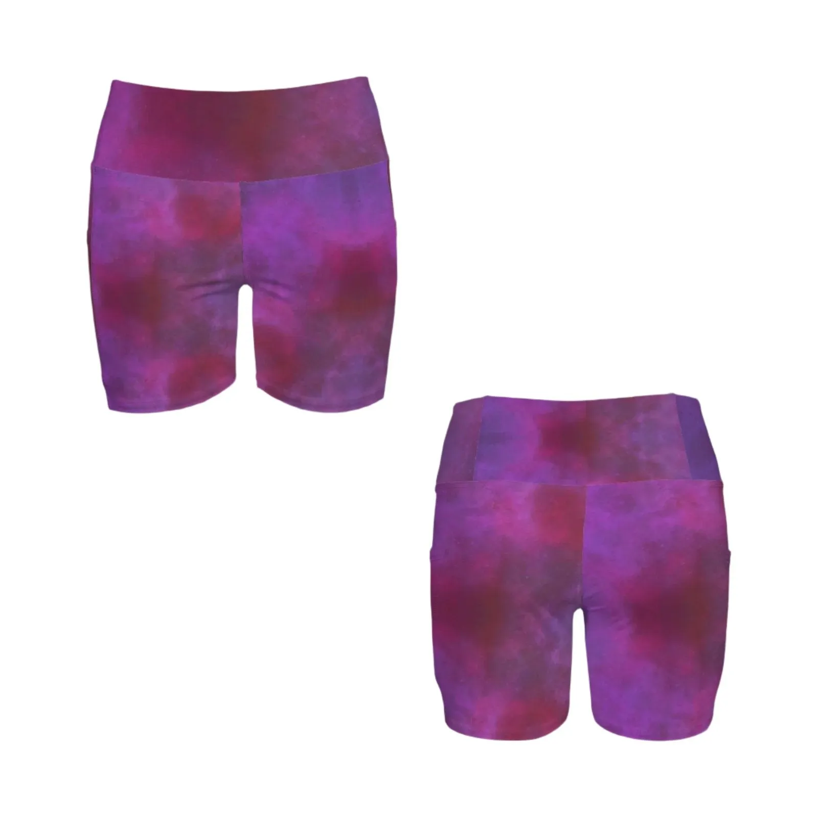 Pink Night Sky Yoga Shorts with Pockets up to 5 XL (FWS)