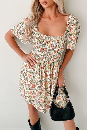 Smooth Vibes Pink Skies Floral Mini Dress (Cream)