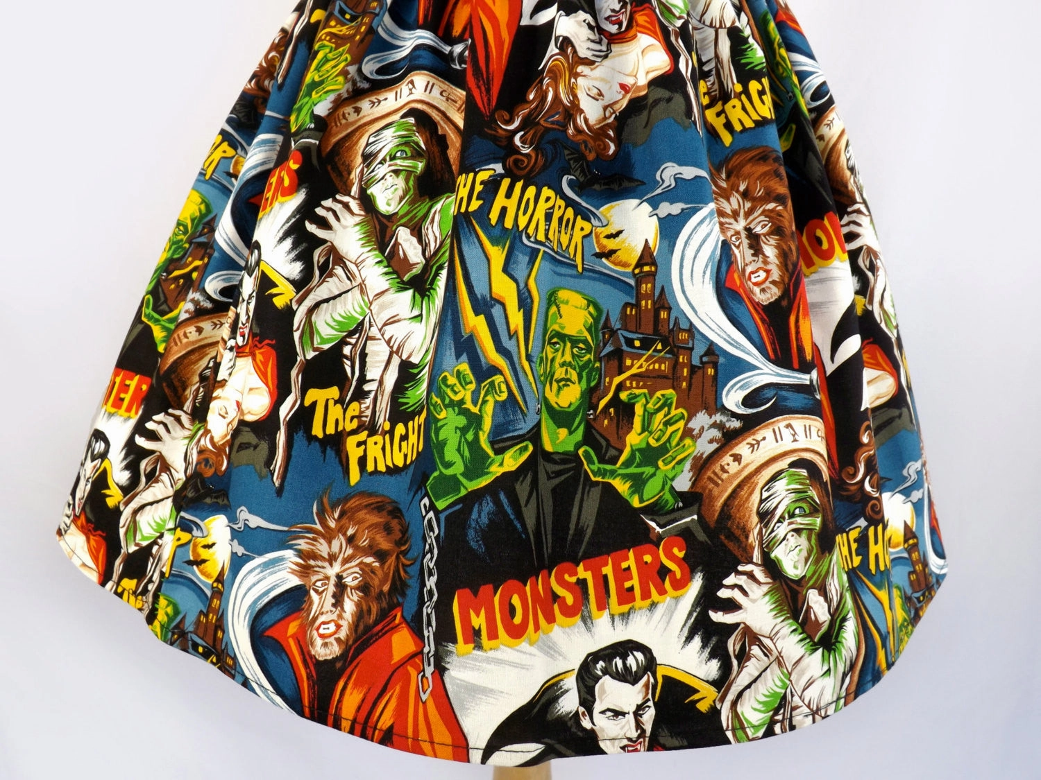 Pinup Hollywood Monsters A-line pleated Skirt #S-AP712 Red Carpet Look Lightwear Look