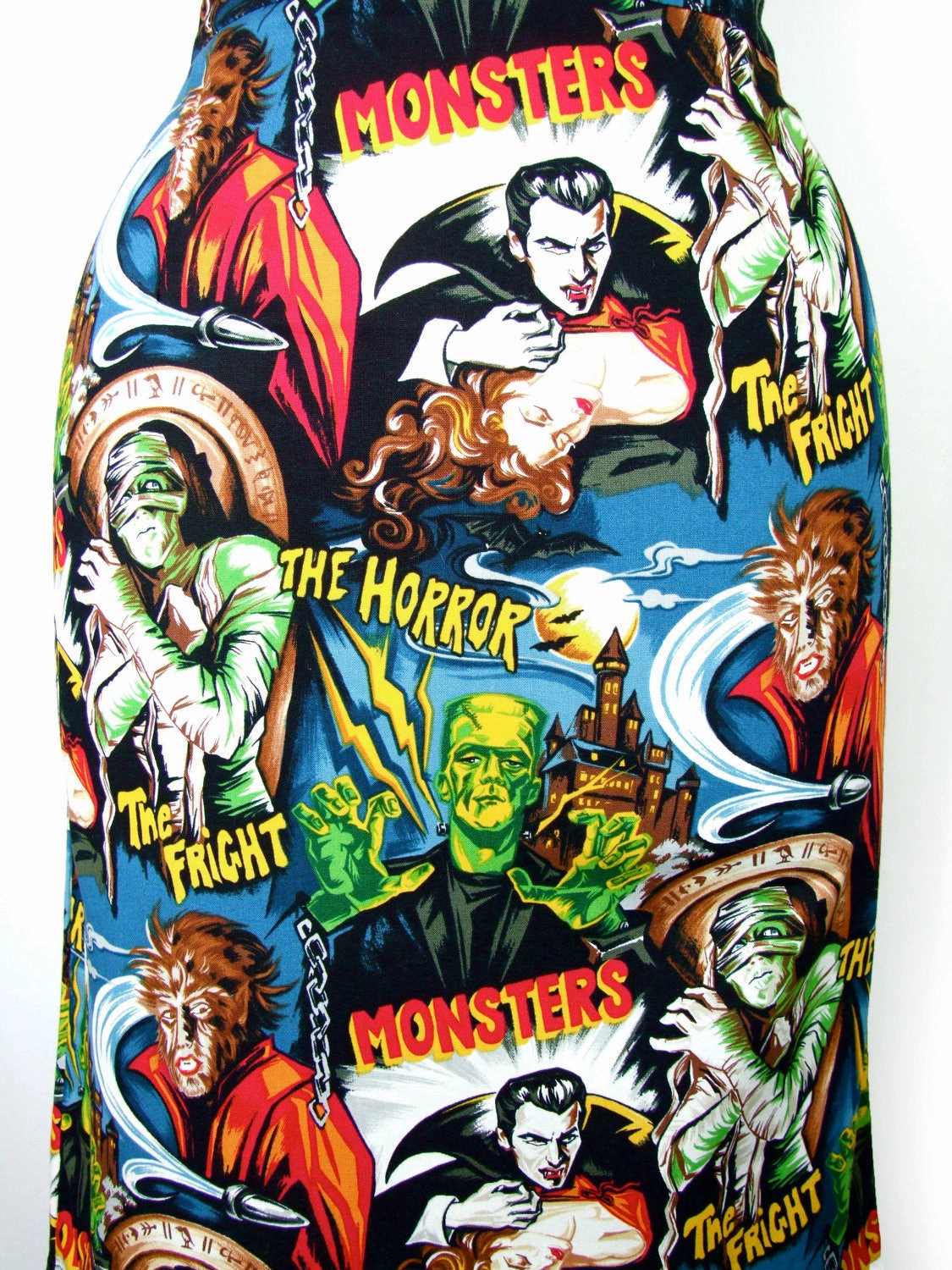 Pinup Hollywood Monsters Pencil Skirt #S-PP712 A Line Silhouette Fresh Vibe