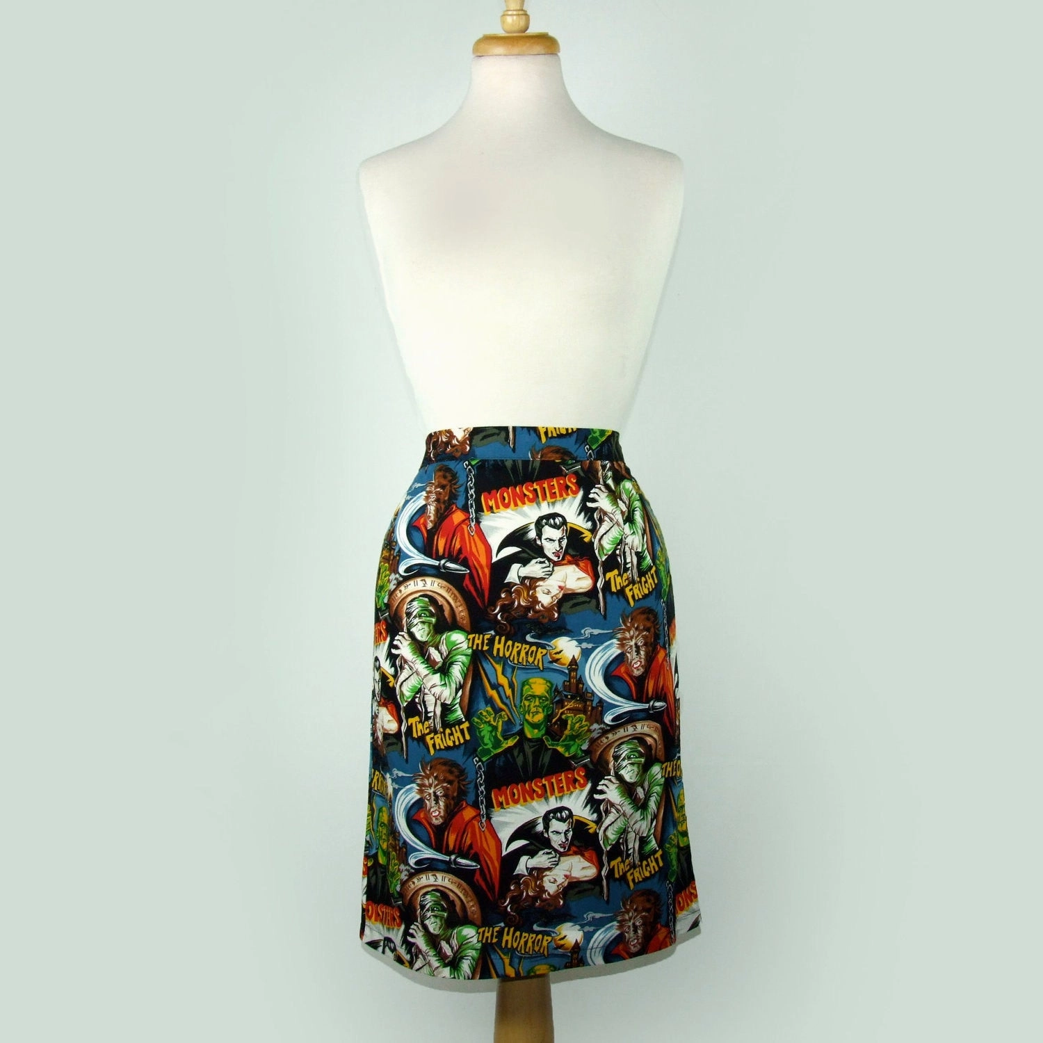 Pinup Hollywood Monsters Pencil Skirt #S-PP712 Relaxed Motion