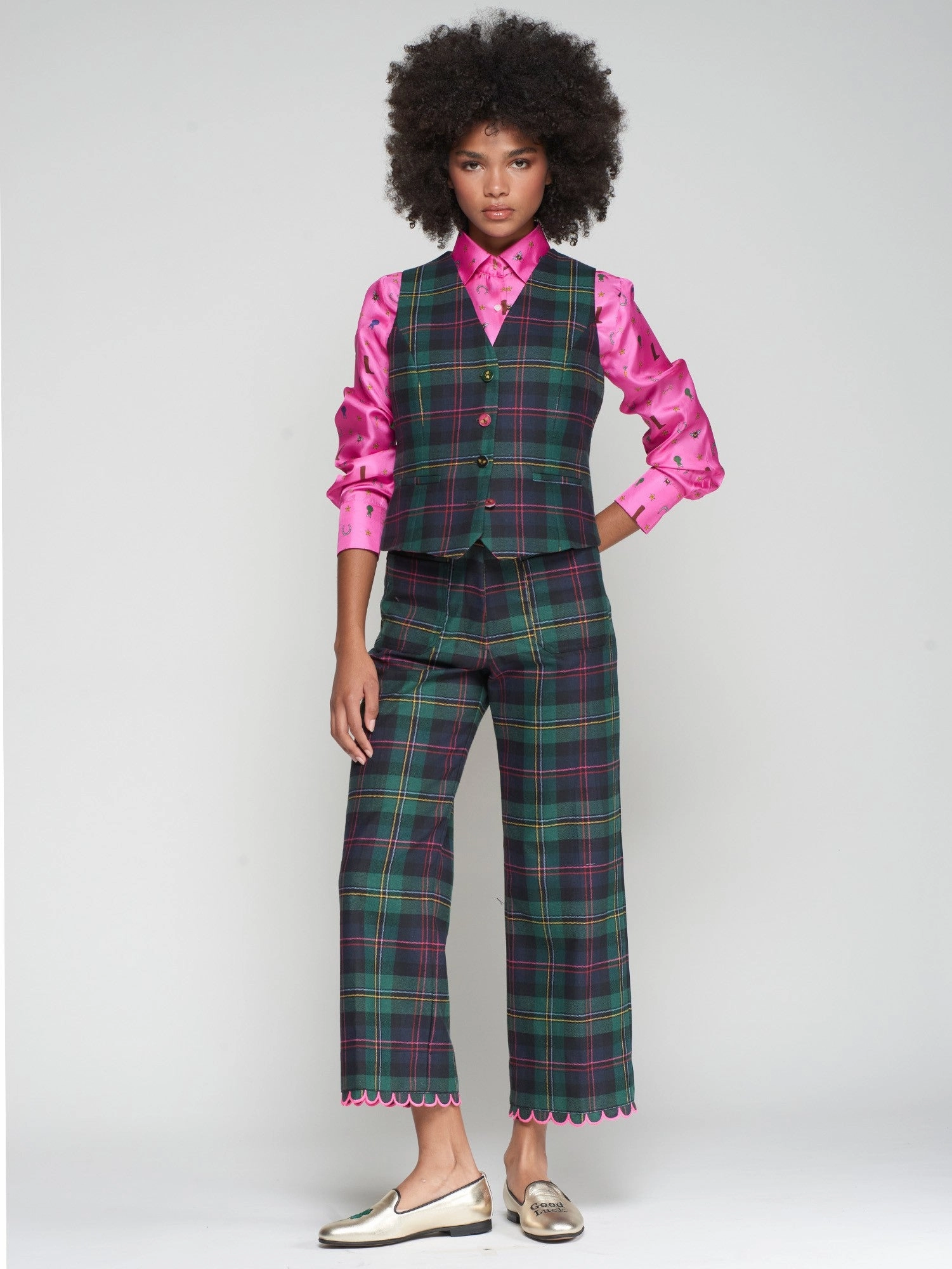 MeshPanel Bound Seam Edges PLAID VEST