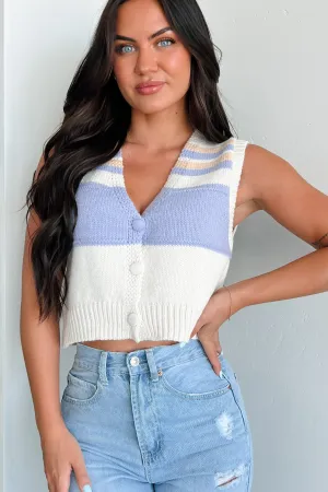 FrayResistant Fabric Play It Smart Colorblock Sweater Vest Top (Ivory/Lavender Multi)