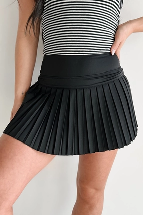 Play Like A Pro High Rise Pleated Tennis Skirt (Black) hikers