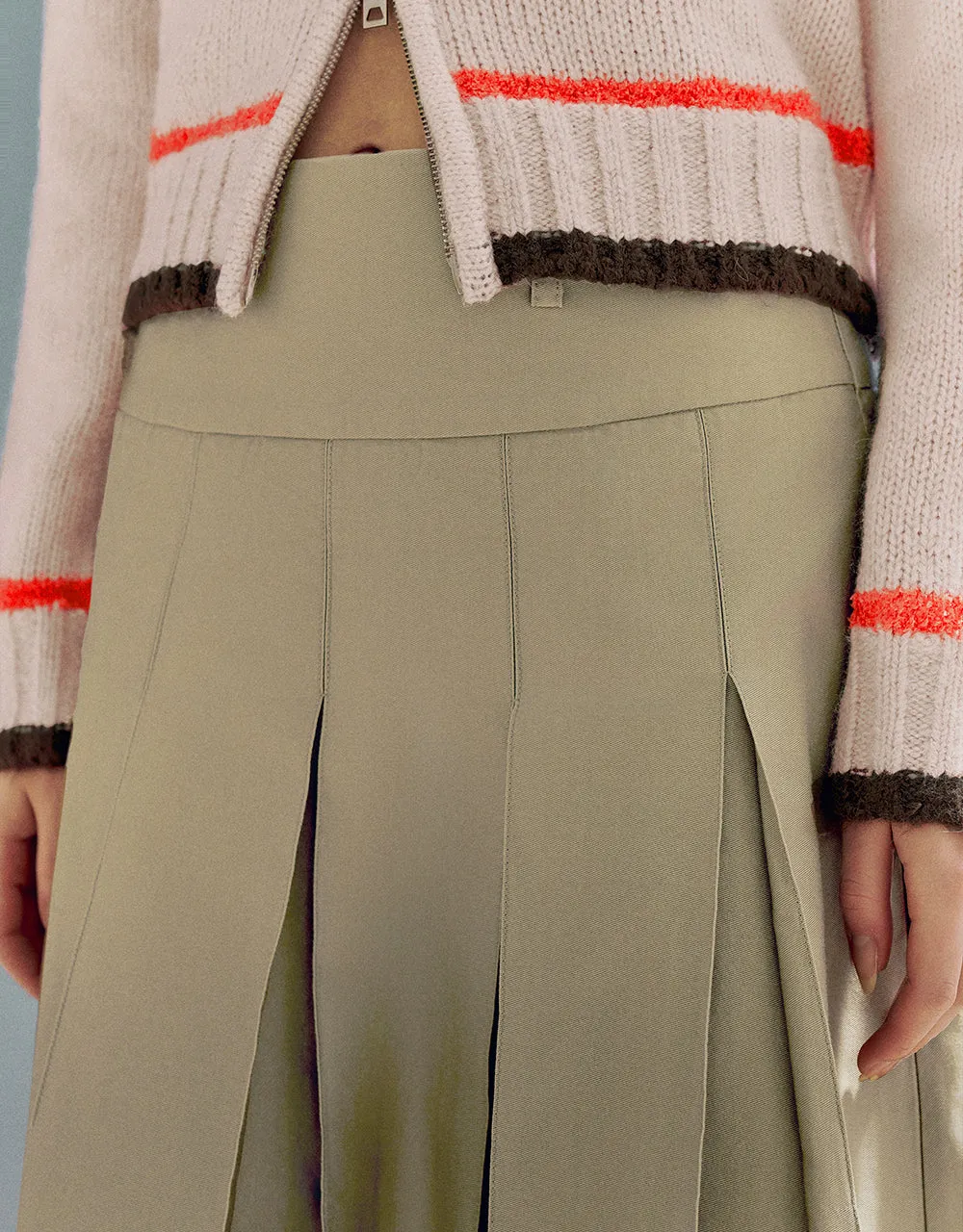 Pleated Midi A-Line Skirt
