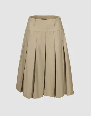 Pleated Midi A-Line Skirt