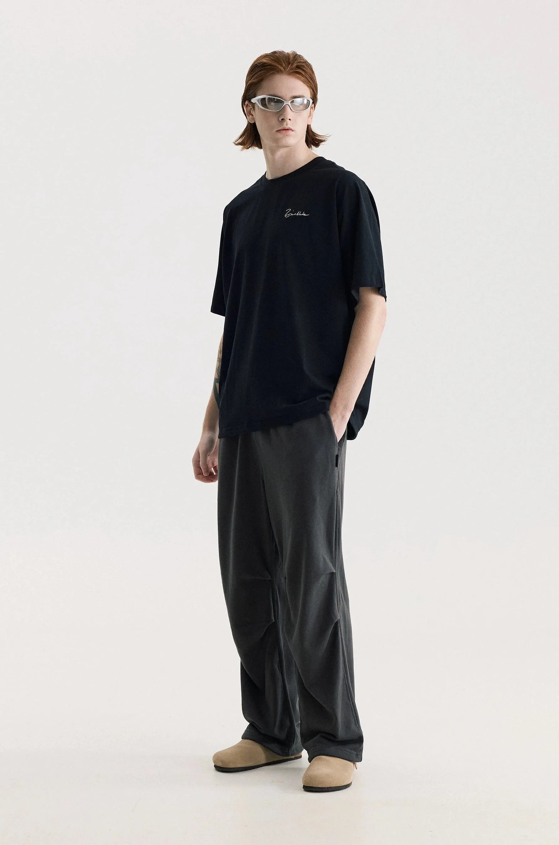 Pleated Tapered Joggers with Back Flap Pocket