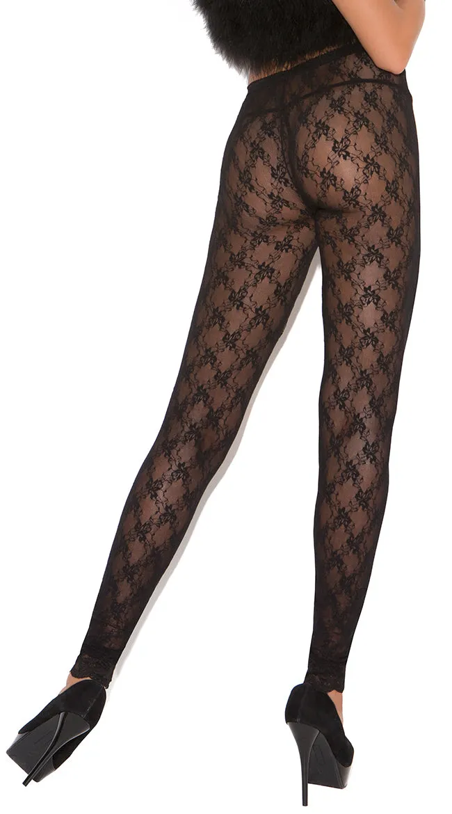 Plus Size Sheer Lace Leggings