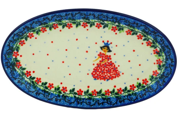 Polish Pottery 8" Platter Princess In A Red Dress