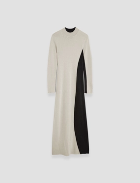 Formal Look Seamless-Look Bi-Colour Knit Dress