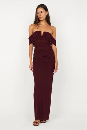 Easy Drape Joyful Look Poppy Gathered Maxi Dress Plum