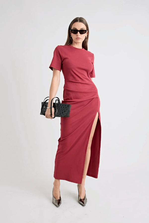 Portia Dress Cherry Sharp Motion Elegant Comfort
