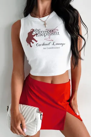 Low Impact Manufacturing HighStretchElastic "The Crimson Elephant" Graphic Tank Top (White)