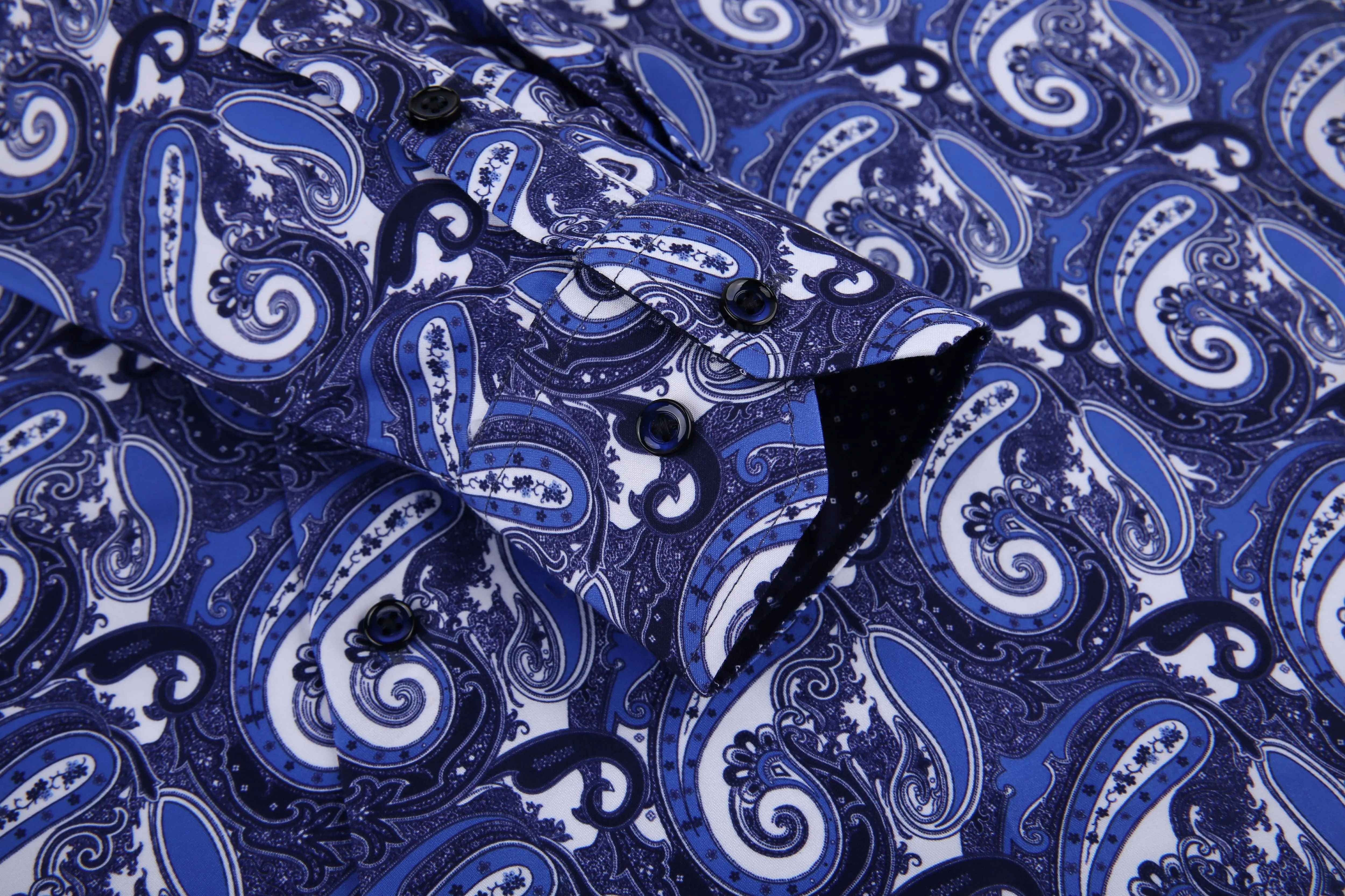 PREMIERE SHIRTS: Purple Black & White Paisley