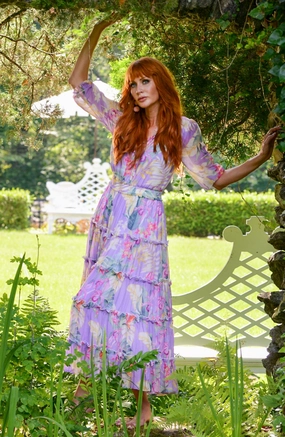 Unique Cut Dana Dress / Lavender Tropical