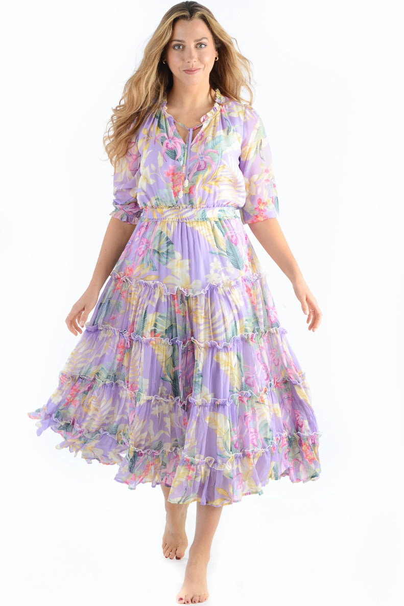 Dana Dress / Lavender Tropical Elegant Vibe Travel Friendly