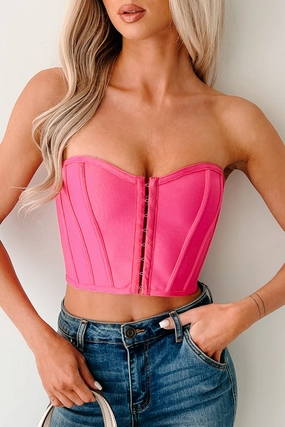 Versatile Layering Pretty Please Strapless Corset Top (Hot Pink)
