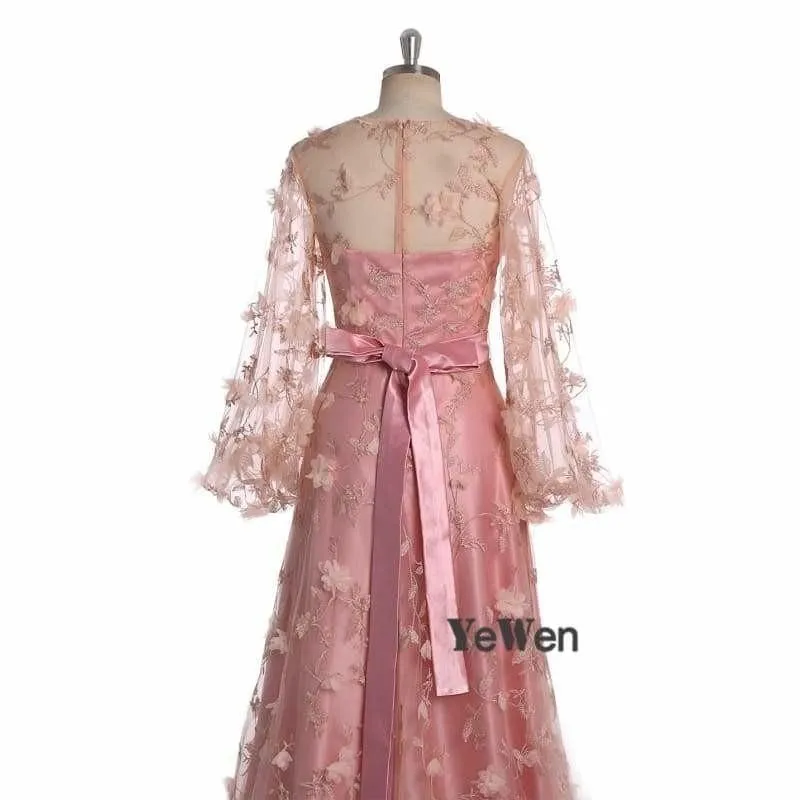 Princess Long Sleeves Flower Formal Evening Sweetheart Sexy Beach Prom Evening Dress