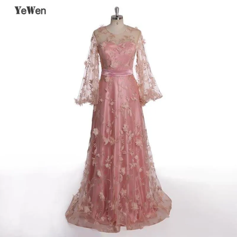 Princess Long Sleeves Flower Formal Evening Sweetheart Sexy Beach Prom Evening Dress
