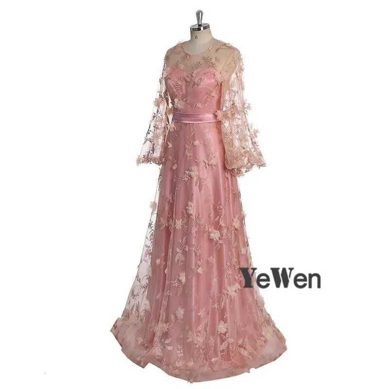 Princess Long Sleeves Flower Formal Evening Sweetheart Sexy Beach Prom Evening Dress