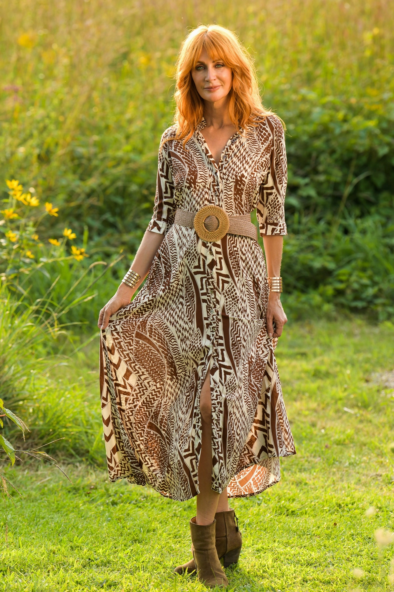 Princess Dress / Terra Cotta Tribal Soft Colorway Durable-Fabric