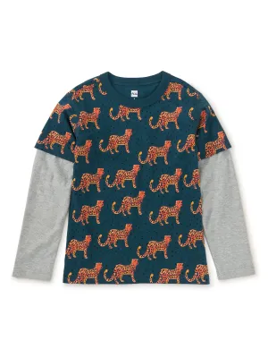 Printed Layered Sleeve Tee, Anatolian Leopards